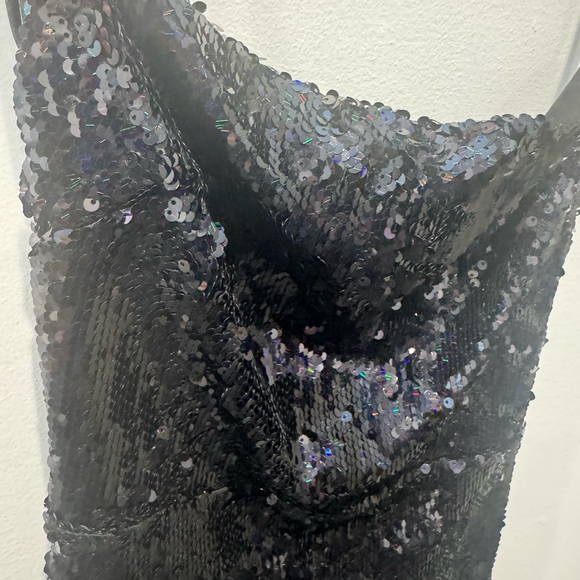 Black Sequin mini dress perfect New Years Dress made in Los Angeles - Picture 7 of 8